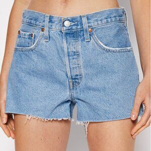 Levi's 501  Women Blue High Rise Button  Frayed Sz 29